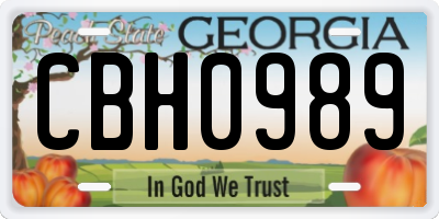 GA license plate CBH0989
