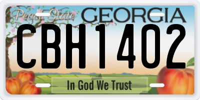 GA license plate CBH1402