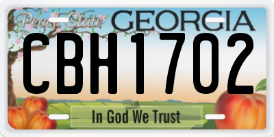 GA license plate CBH1702