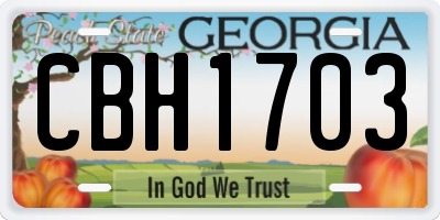 GA license plate CBH1703
