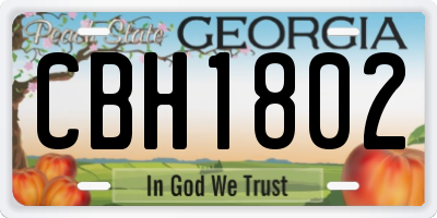 GA license plate CBH1802