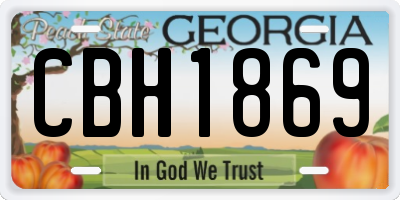 GA license plate CBH1869