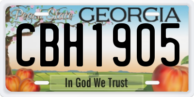 GA license plate CBH1905