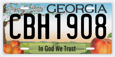 GA license plate CBH1908