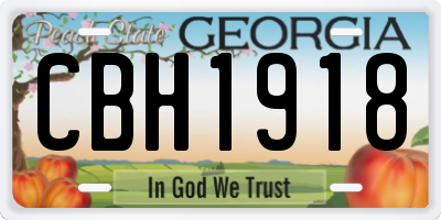 GA license plate CBH1918