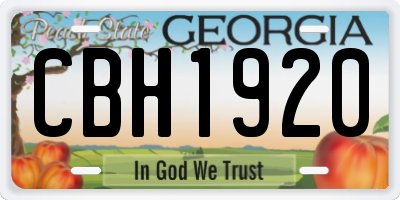 GA license plate CBH1920