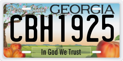 GA license plate CBH1925