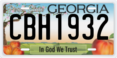GA license plate CBH1932