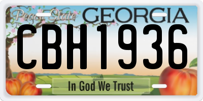 GA license plate CBH1936