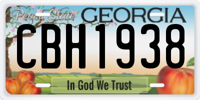 GA license plate CBH1938