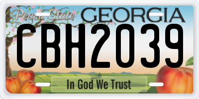 GA license plate CBH2039
