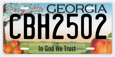 GA license plate CBH2502