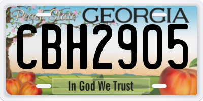 GA license plate CBH2905