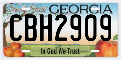 GA license plate CBH2909