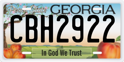 GA license plate CBH2922