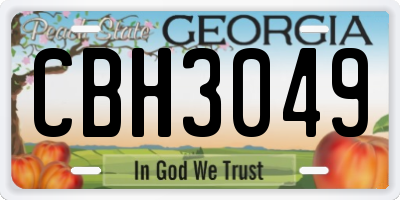 GA license plate CBH3049