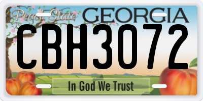 GA license plate CBH3072