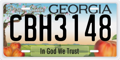 GA license plate CBH3148