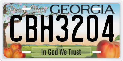 GA license plate CBH3204