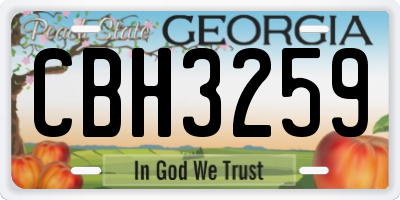 GA license plate CBH3259
