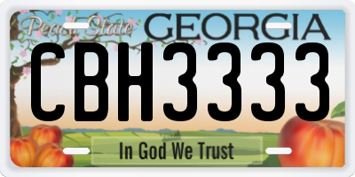 GA license plate CBH3333