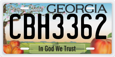 GA license plate CBH3362
