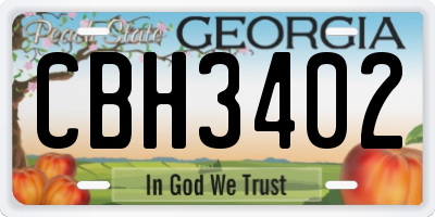 GA license plate CBH3402