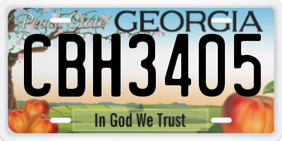 GA license plate CBH3405