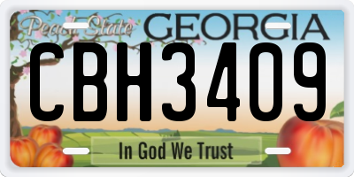 GA license plate CBH3409