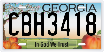 GA license plate CBH3418