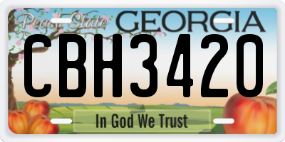 GA license plate CBH3420