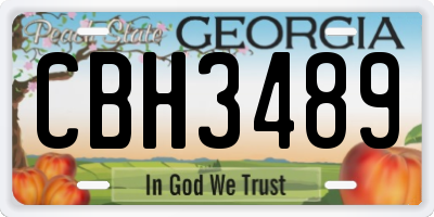 GA license plate CBH3489