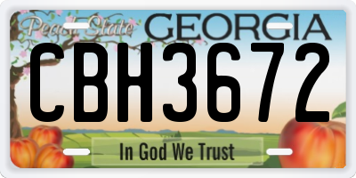 GA license plate CBH3672