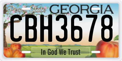 GA license plate CBH3678