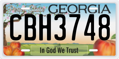 GA license plate CBH3748