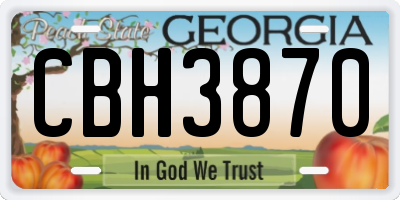 GA license plate CBH3870