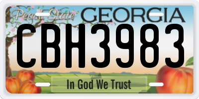 GA license plate CBH3983