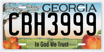 GA license plate CBH3999