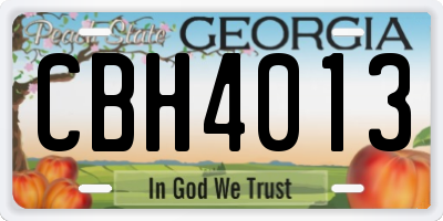 GA license plate CBH4013