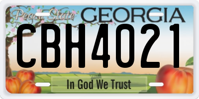 GA license plate CBH4021