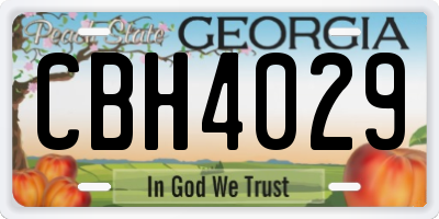 GA license plate CBH4029