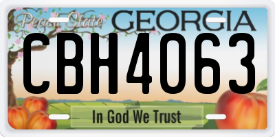 GA license plate CBH4063