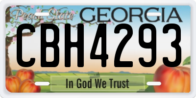 GA license plate CBH4293