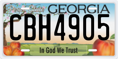 GA license plate CBH4905