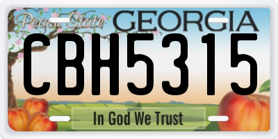 GA license plate CBH5315
