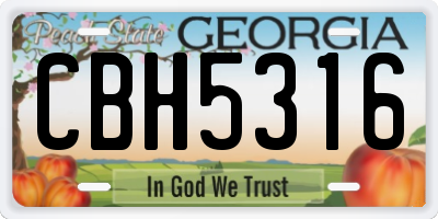 GA license plate CBH5316