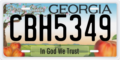 GA license plate CBH5349