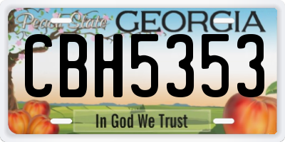 GA license plate CBH5353