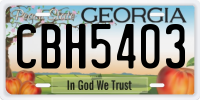 GA license plate CBH5403