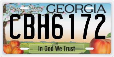 GA license plate CBH6172